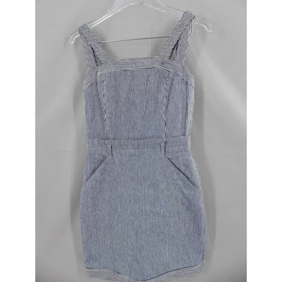 Jenni Kayne 0 Dress Cotton Denim Mini Navy Stripe